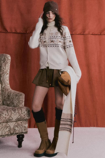 Jacquard Knit Cardigan Set