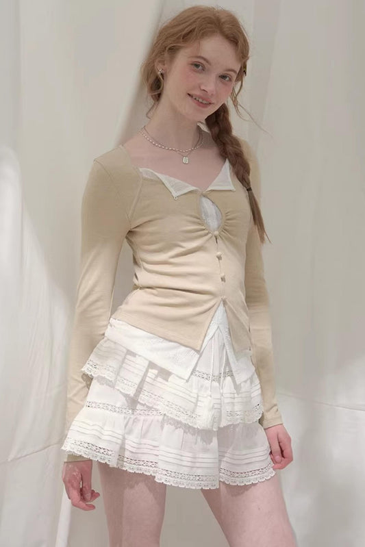 Seashell Lace Layered Top