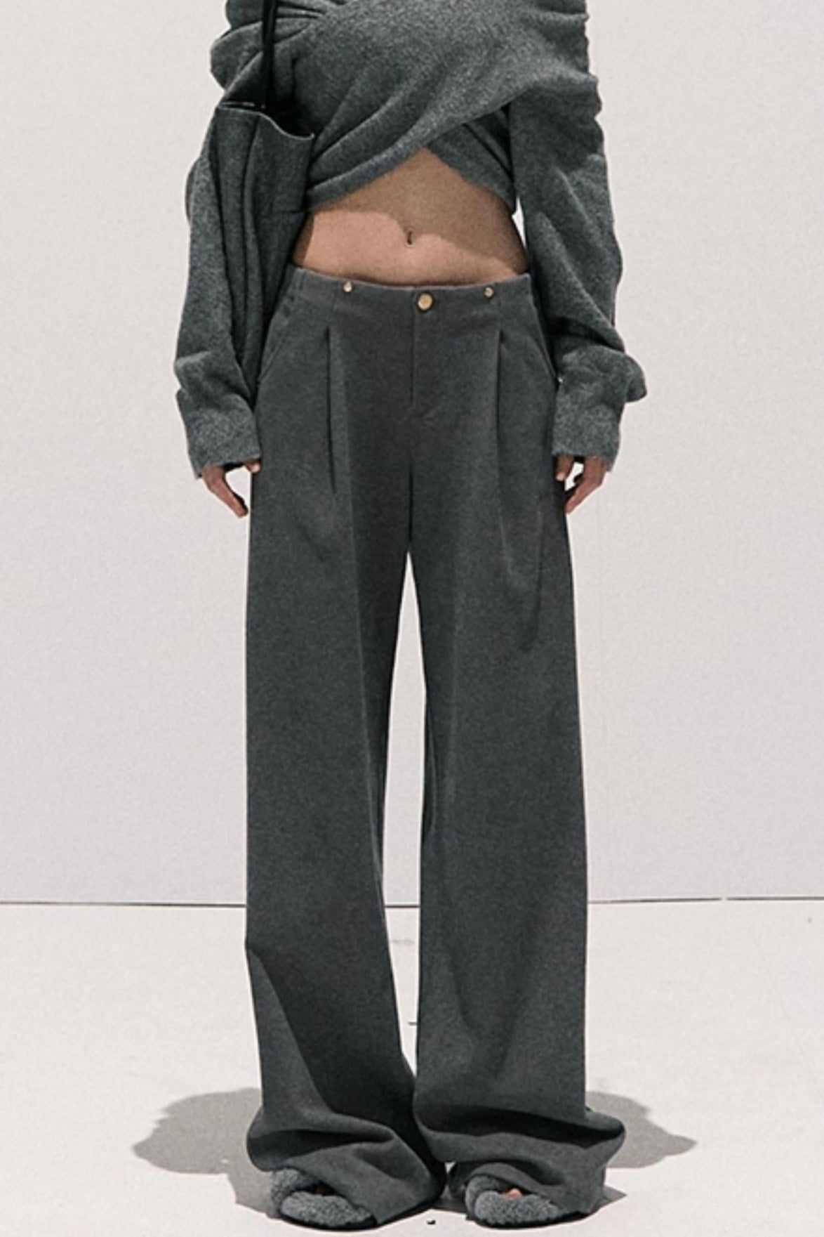 Basic Wool High-Waisted Wide-Leg Trousers