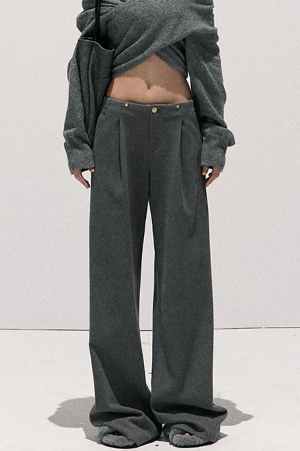 Basic Wool High-Waisted Wide-Leg Trousers