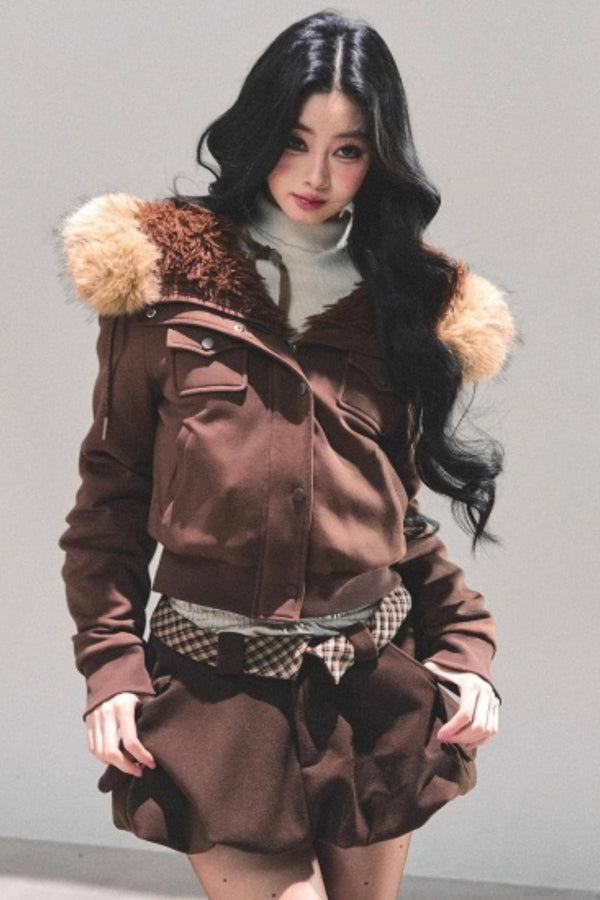 Hooded Faux Fur Winter Coat