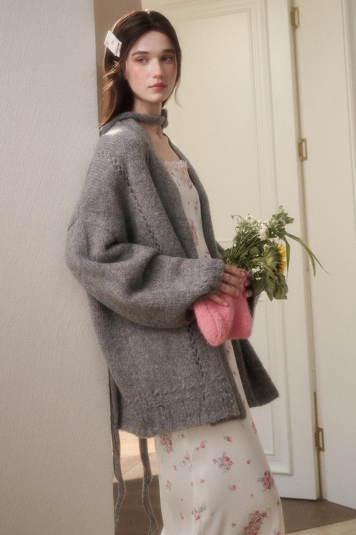 Fluffy Wool Long Cardigan