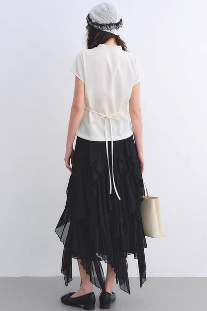 Elastic Chiffon Draping Skirt