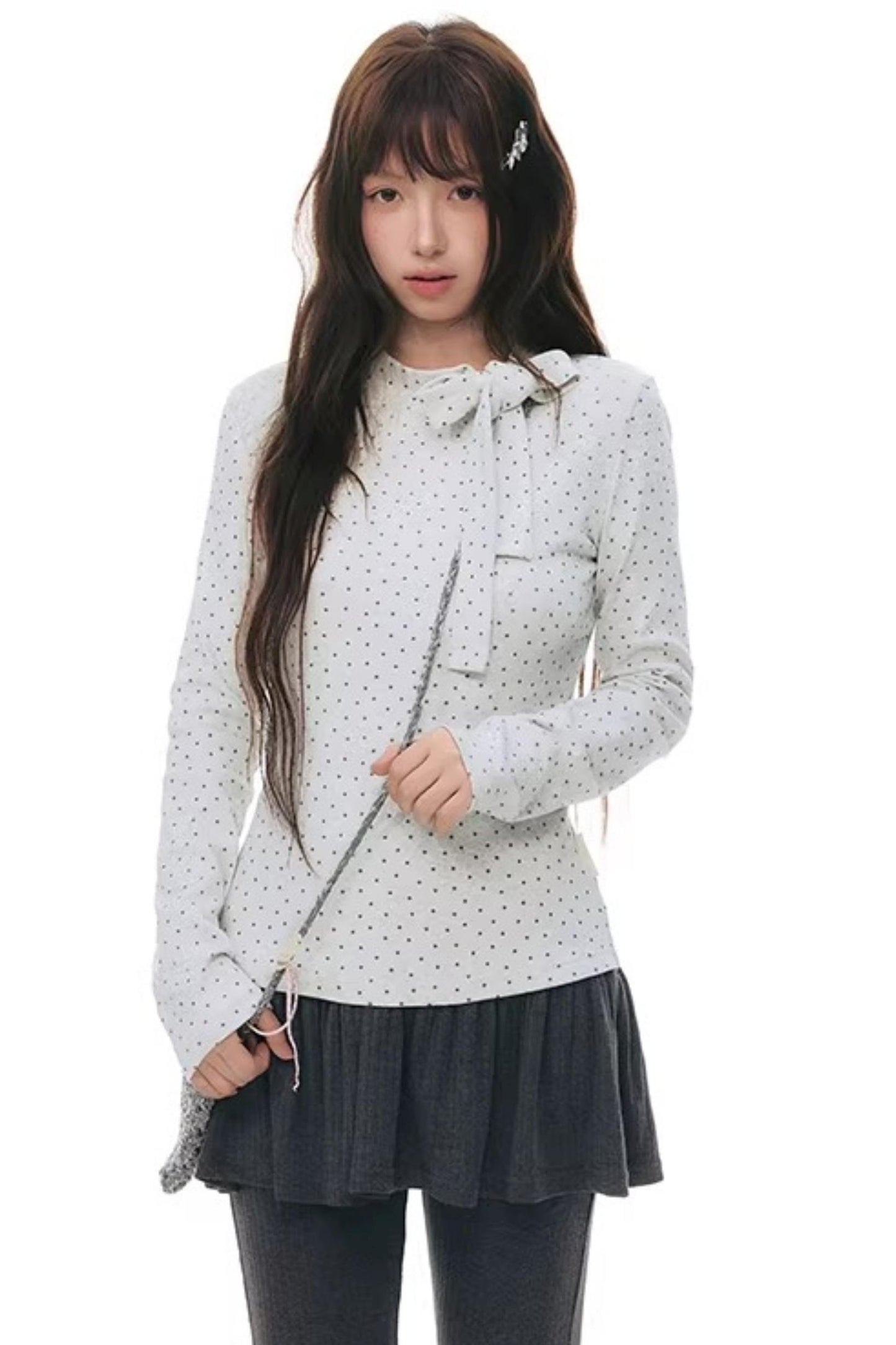 Tie-Neck Slim-Fit Blouse