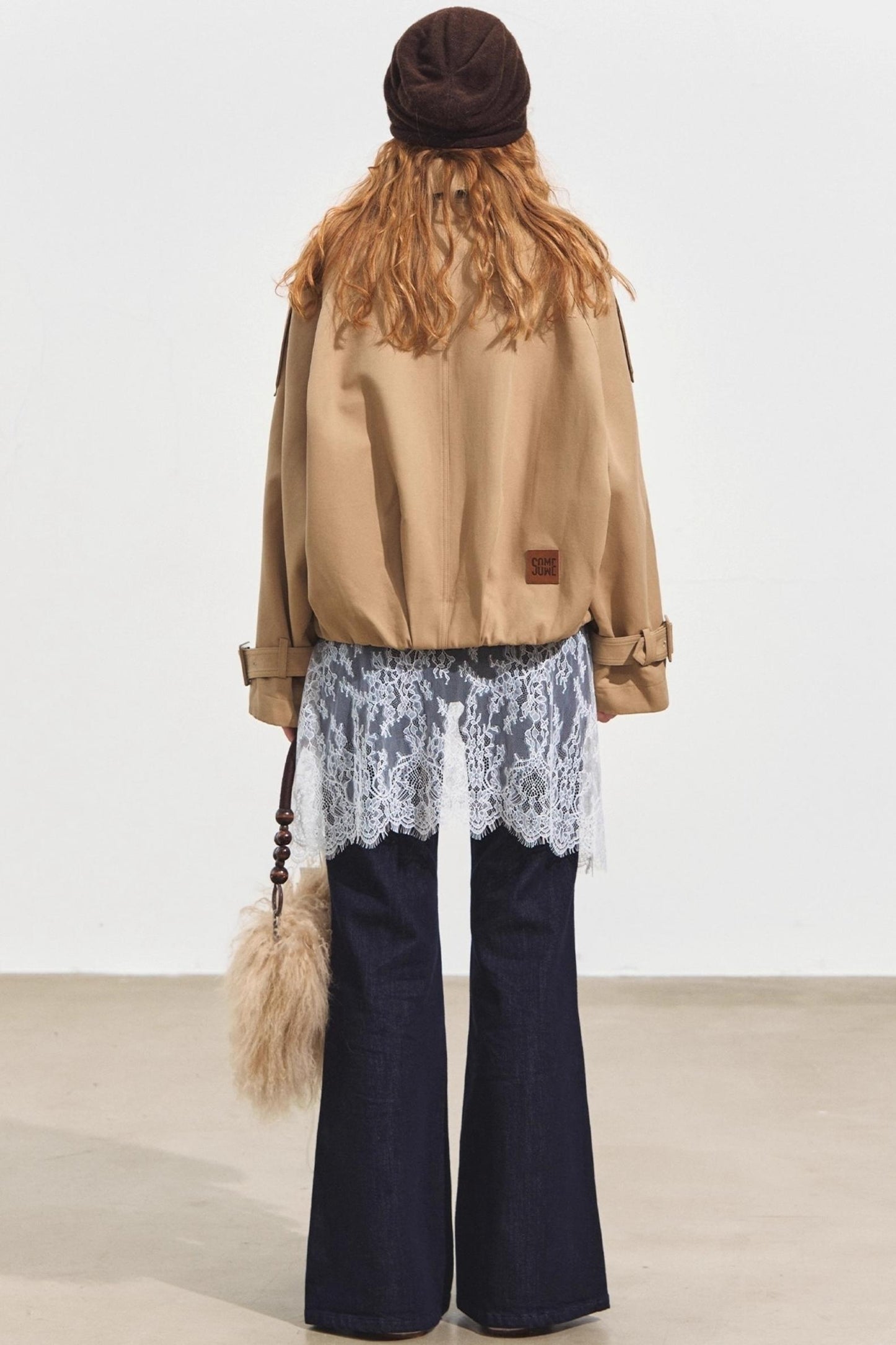 Fake Two Lace Curtain Bootcut Jeans