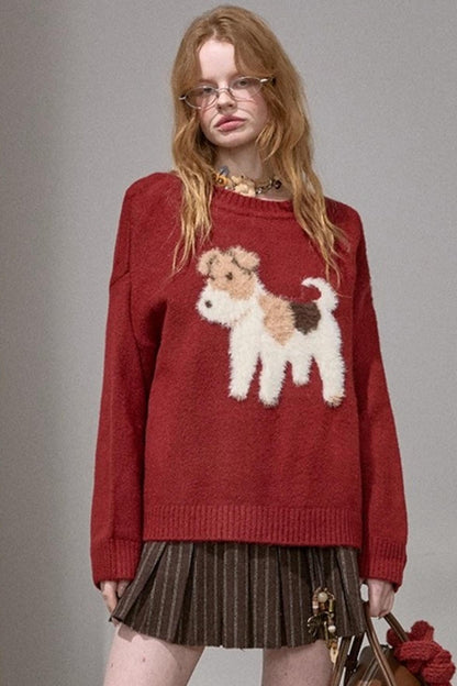 Puppy Jacquard Cloud Sweater