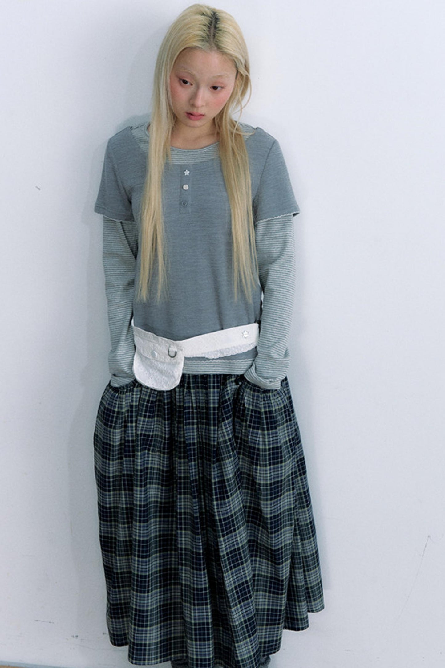 Retro Plaid Umbrella Skirt