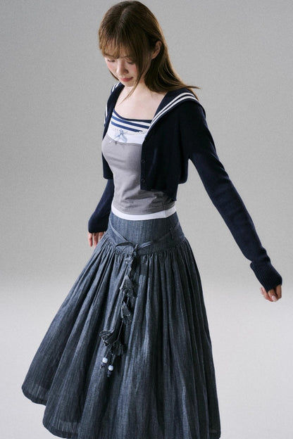 Soft Floral Belted Summer Skirt