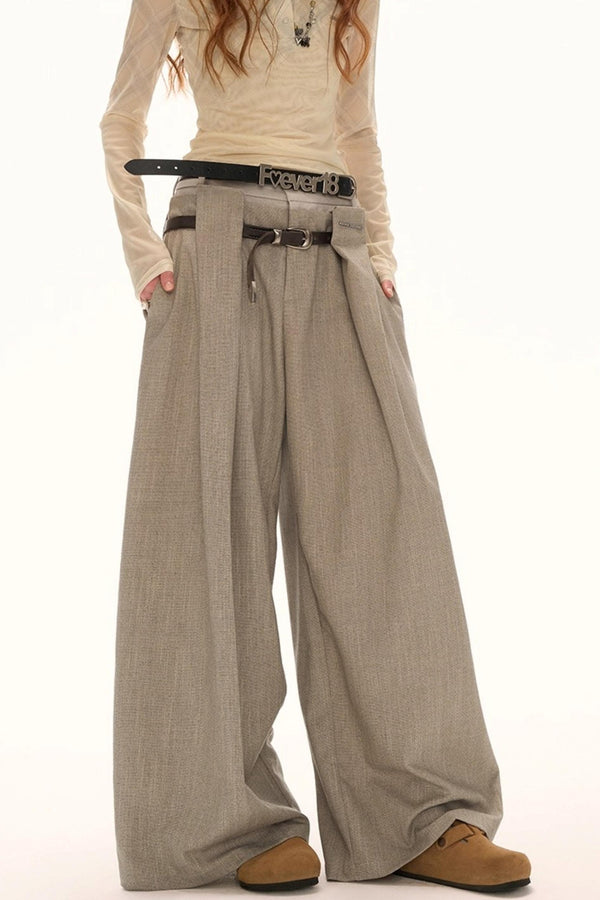 Double Waisted Plaid Straight Pants