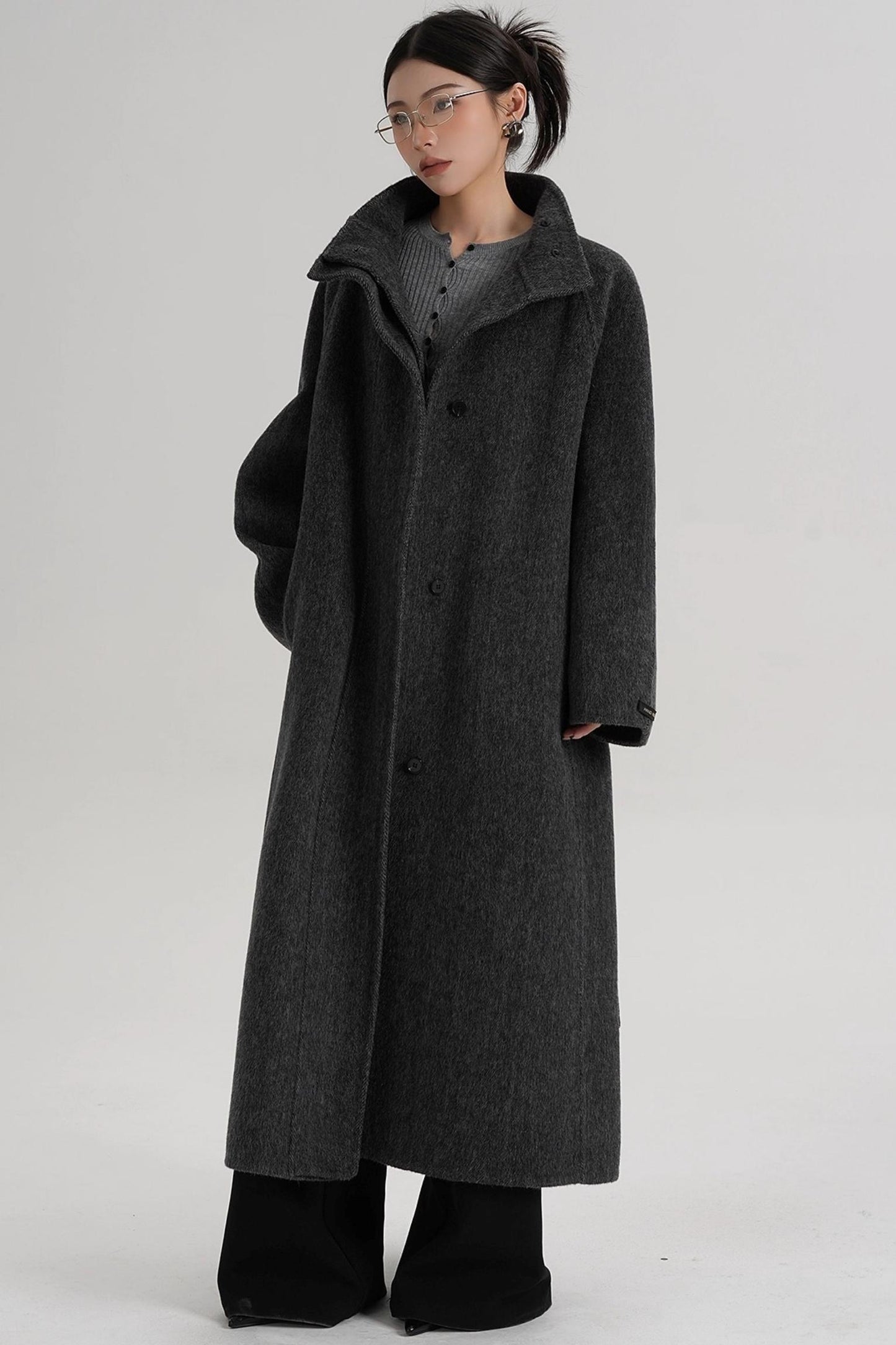Curved Wool Coat