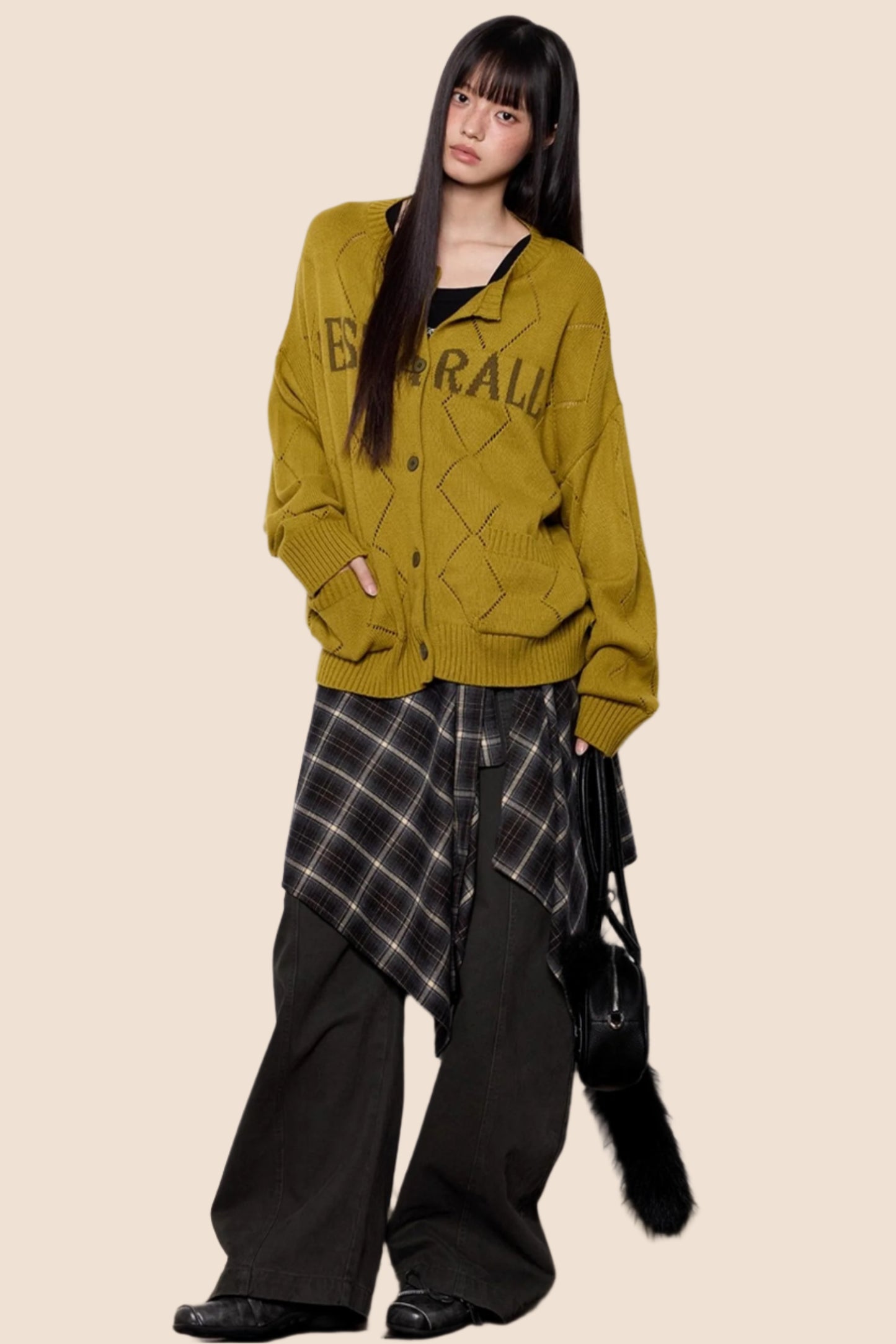 Cut-Out Monogram Casual Knit Cardigan