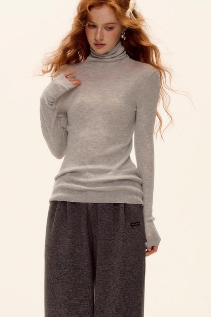 Wool-Blend Turtleneck Top