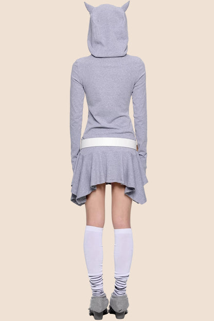 Retro Y2K Gestreiftes Kapuzenkleid