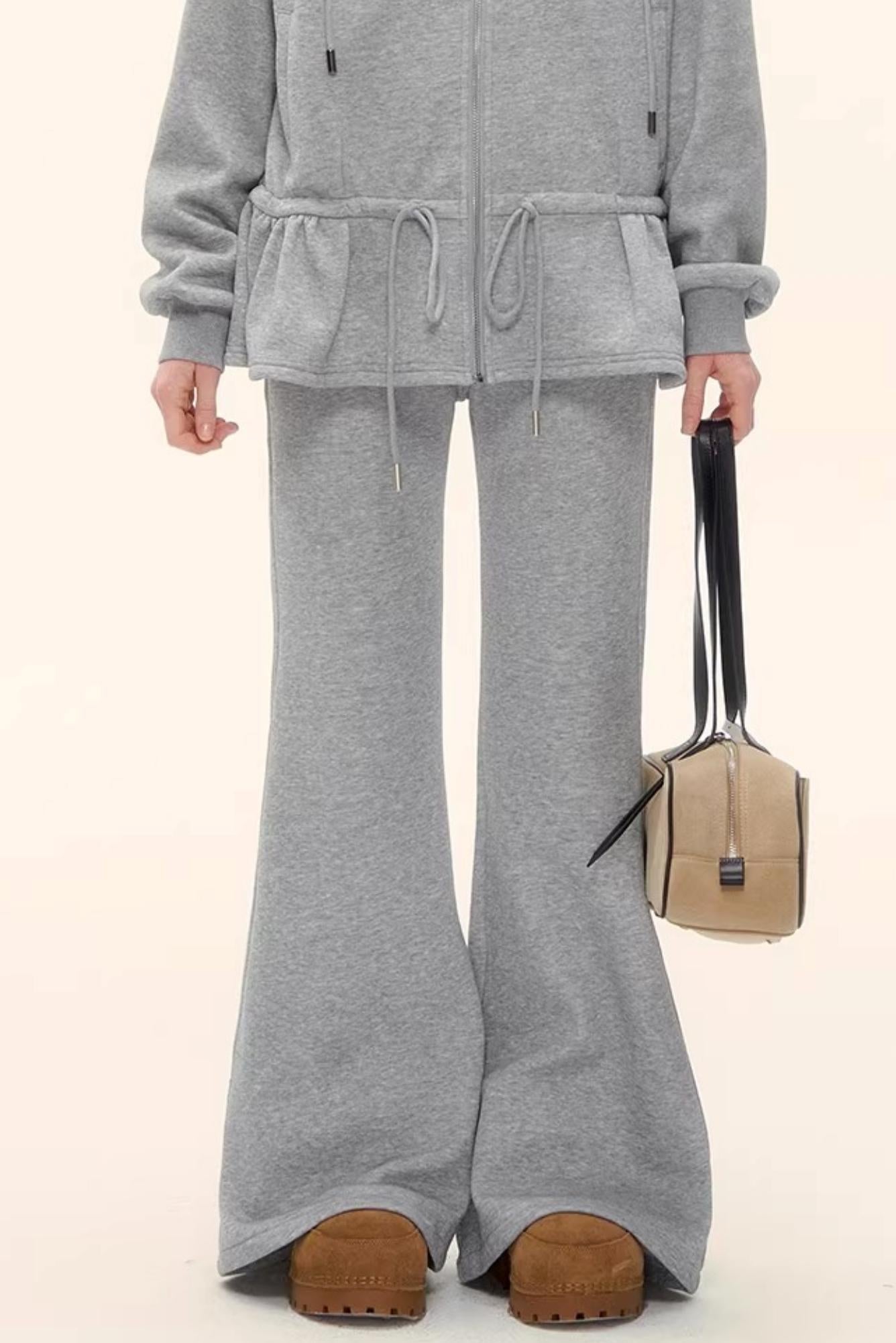 Hooded Drawstring Fleece Jacket Set-Up