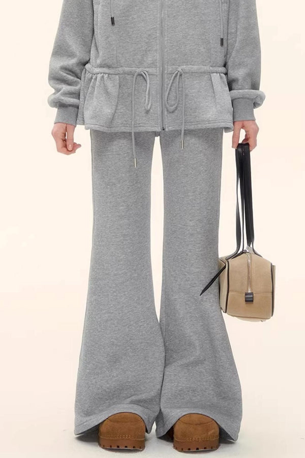 Hooded Drawstring Fleece Jacket Set-Up