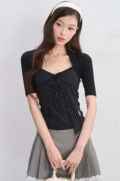 Polka Dot Lace-Up Top