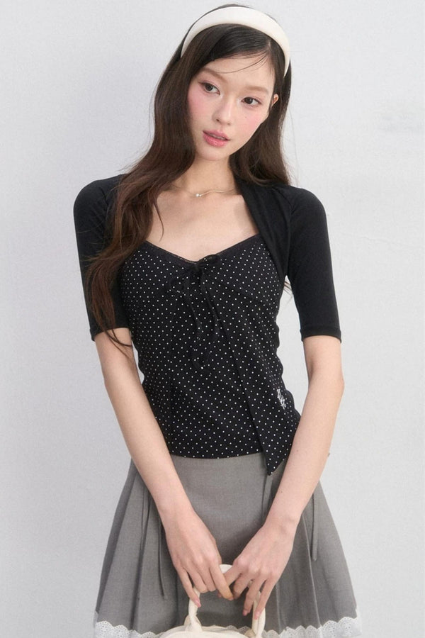 Polka Dot Lace-Up Top