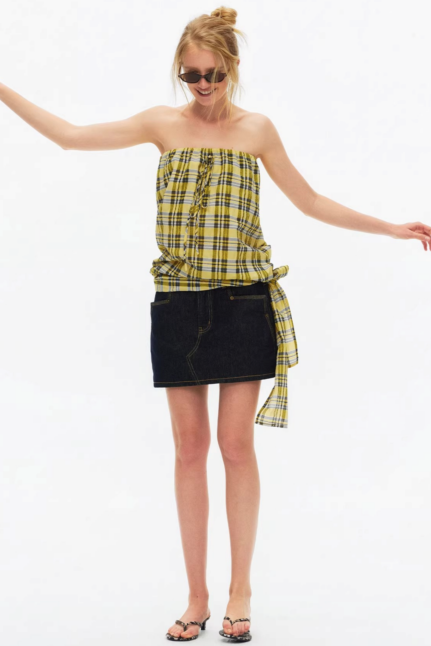 Lightweight Striped Tie-Front Top