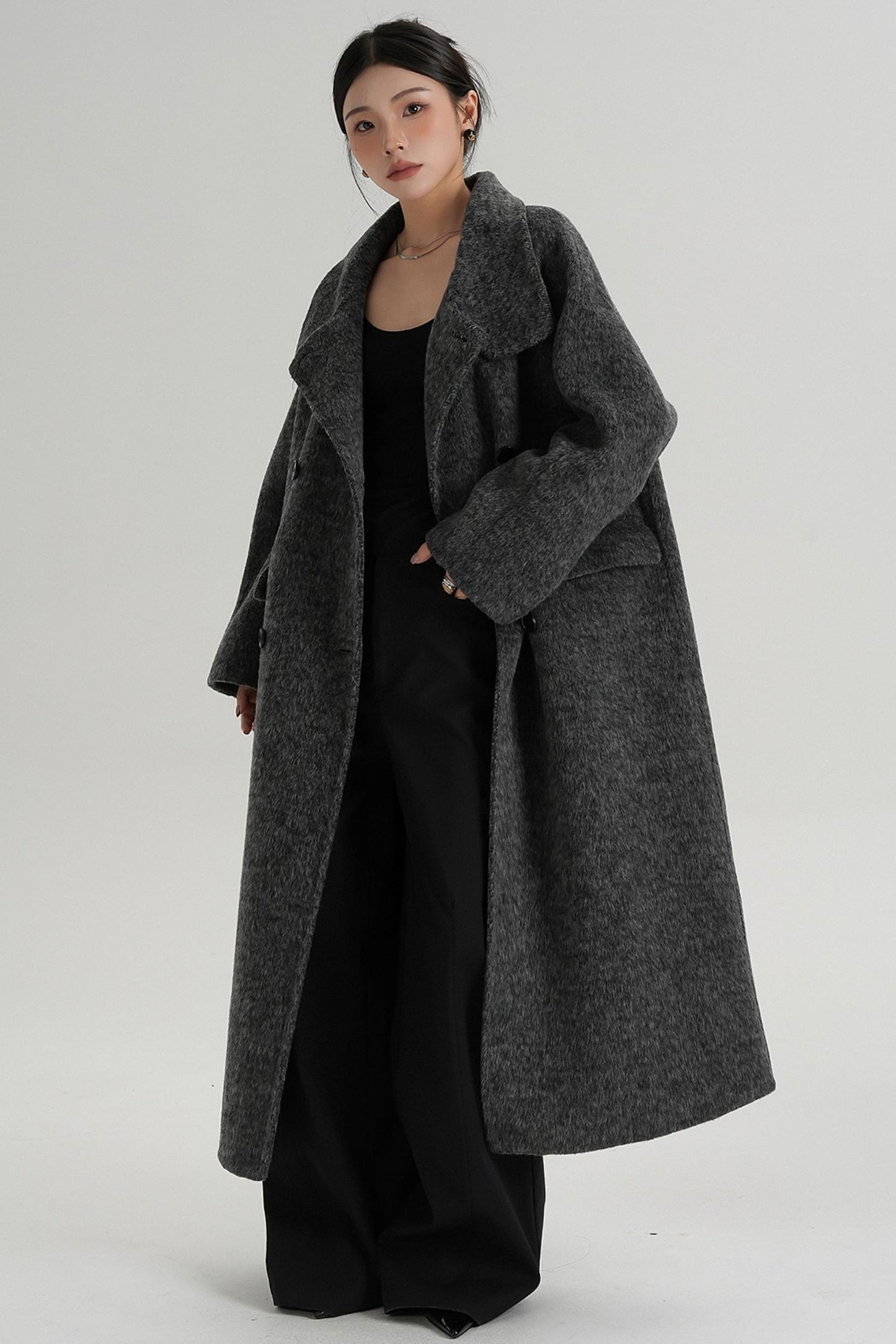 Minimalist Long Reversible Wool Coat