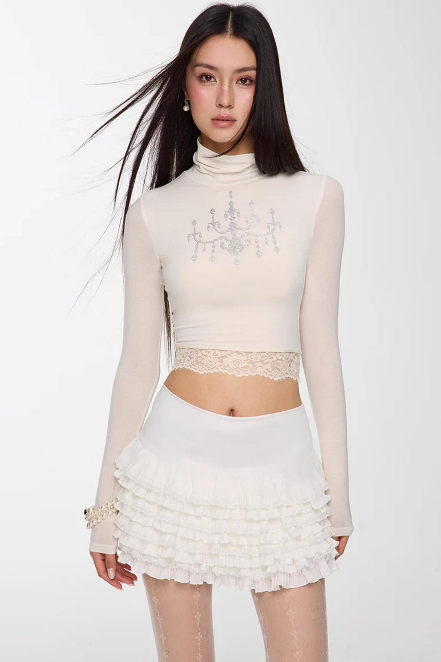 Rhinestone High-Neck Top