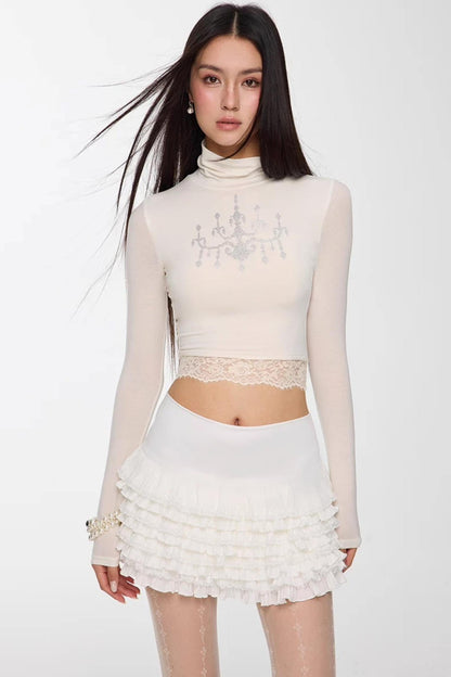 Rhinestone High-Neck Top