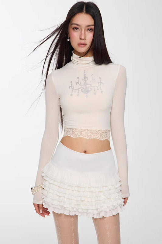 Rhinestone High-Neck Top