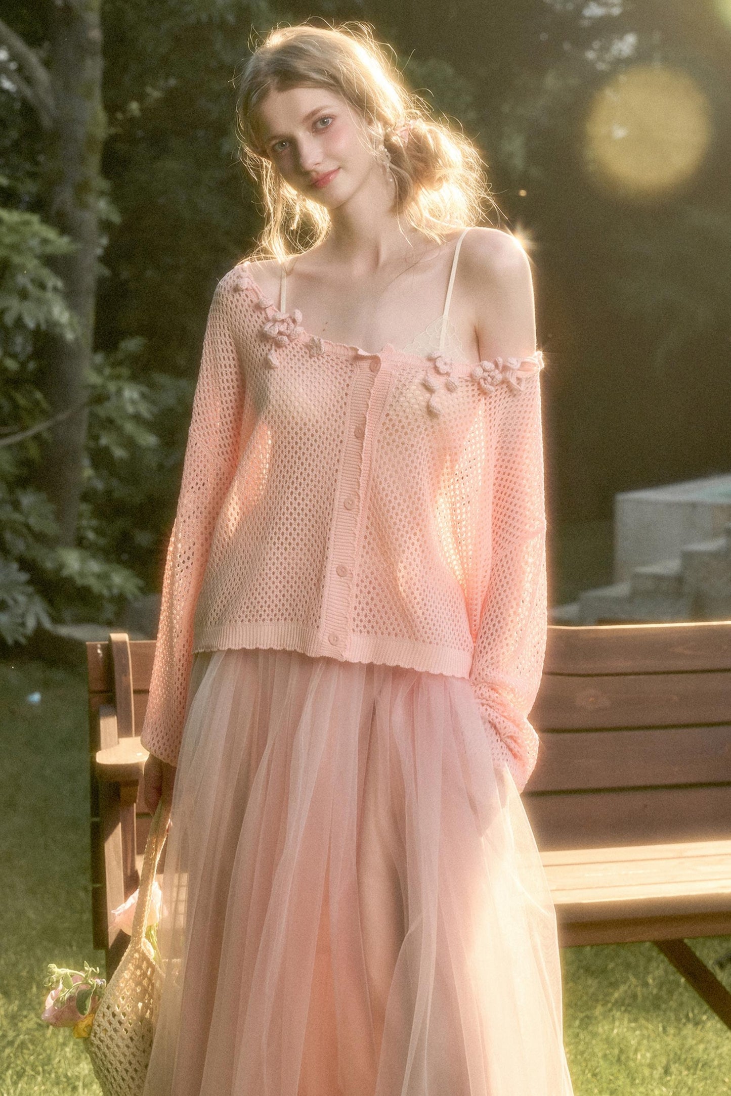 Galaxy Ice Silk Hollow Cardigan