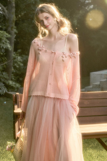 Galaxy Ice Silk Hollow Cardigan