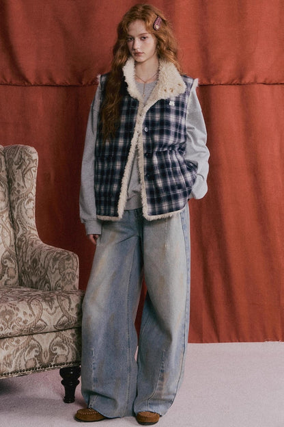 Vintage Washed Distressed Denim Pants