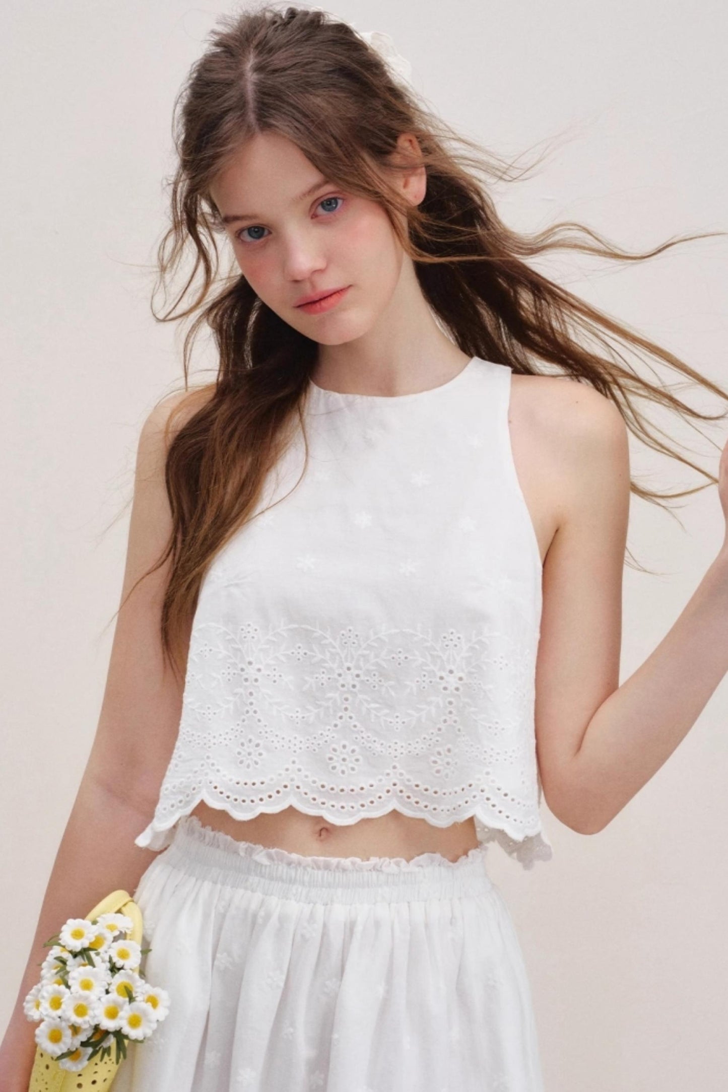 White Lace Halter Vest