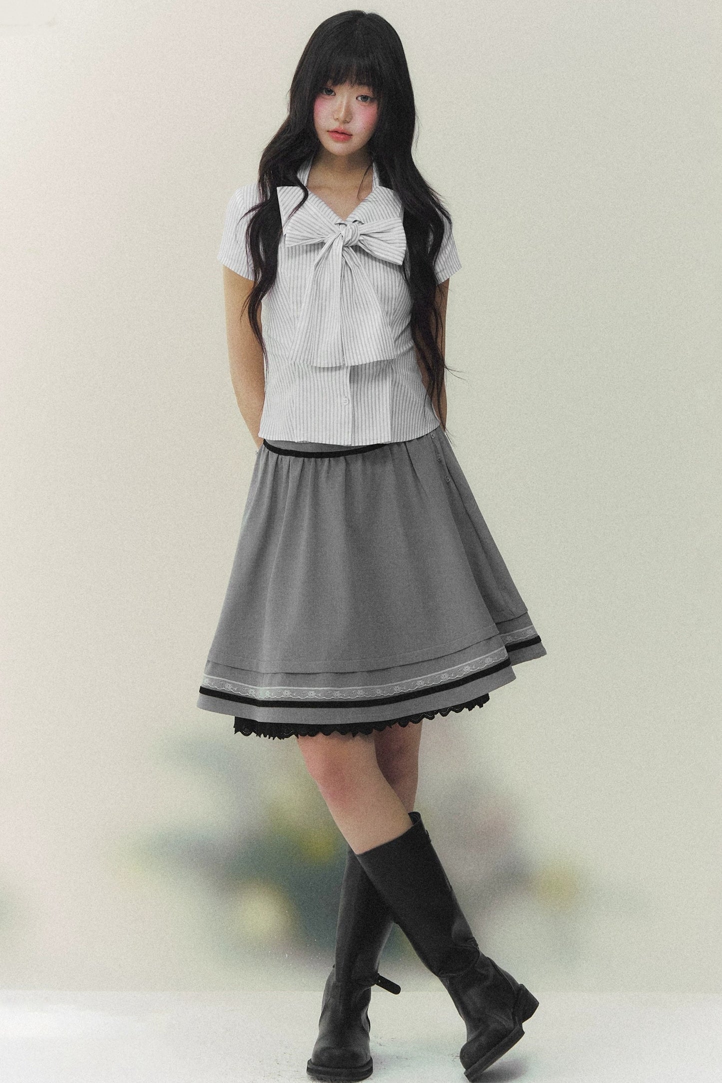 Art Girl Striped Bow Blouse