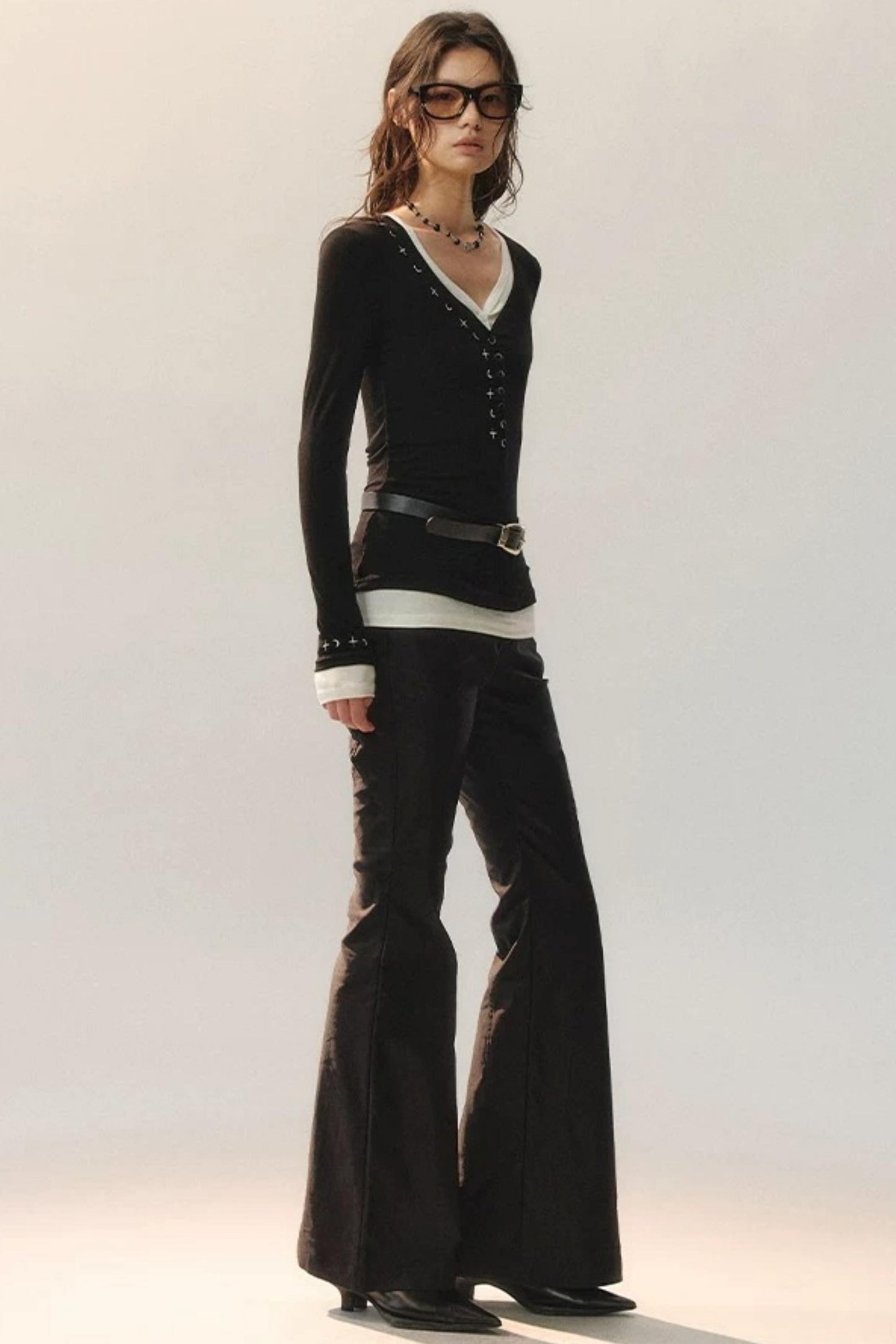 Pantalon Irrégulier à Dentelle Détachable