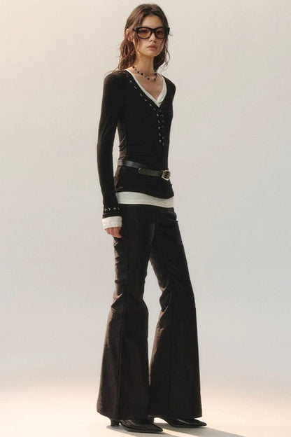 Pantalon Irrégulier à Dentelle Détachable