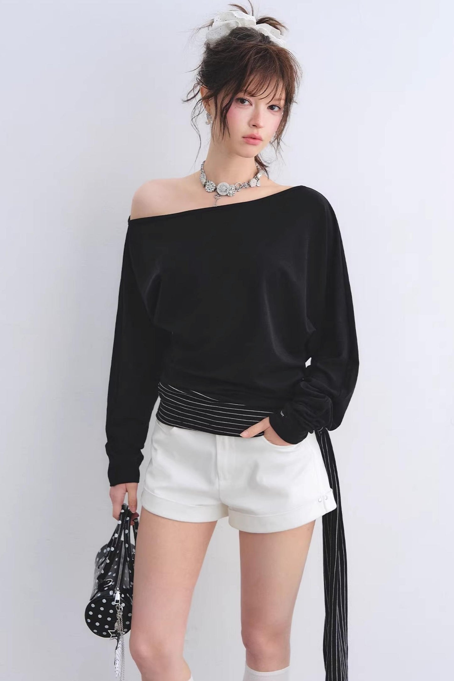 Asymmetrical Striped Tie Top
