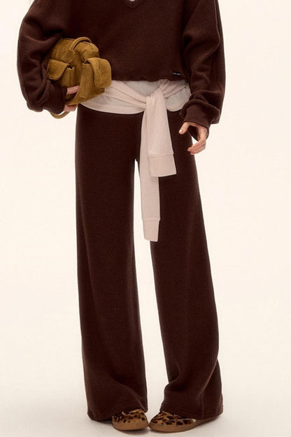 Waffle Knit V-Neck Sweater Set-Up