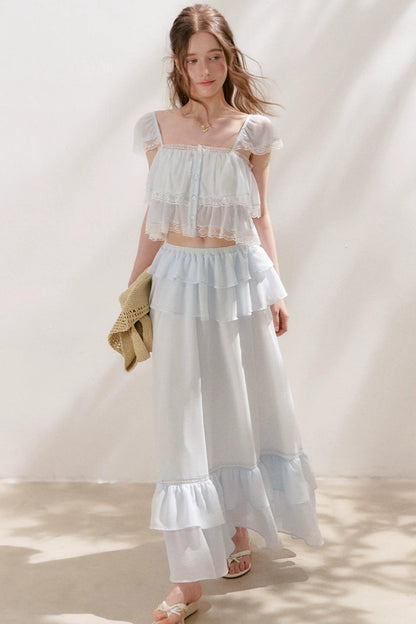 Romantic Lace Ruffle Skirt Set-Up