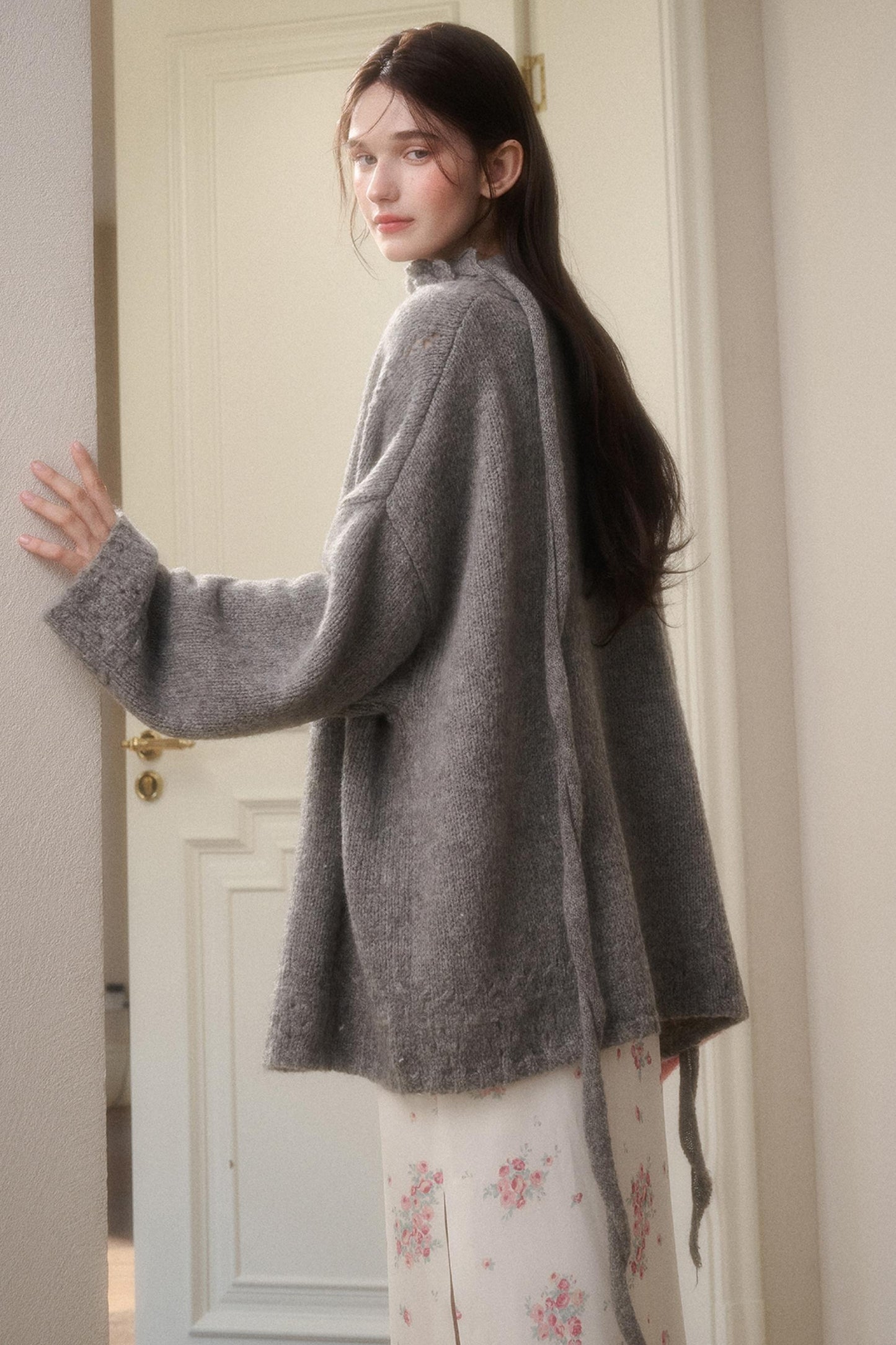 Fluffy Wool Long Cardigan