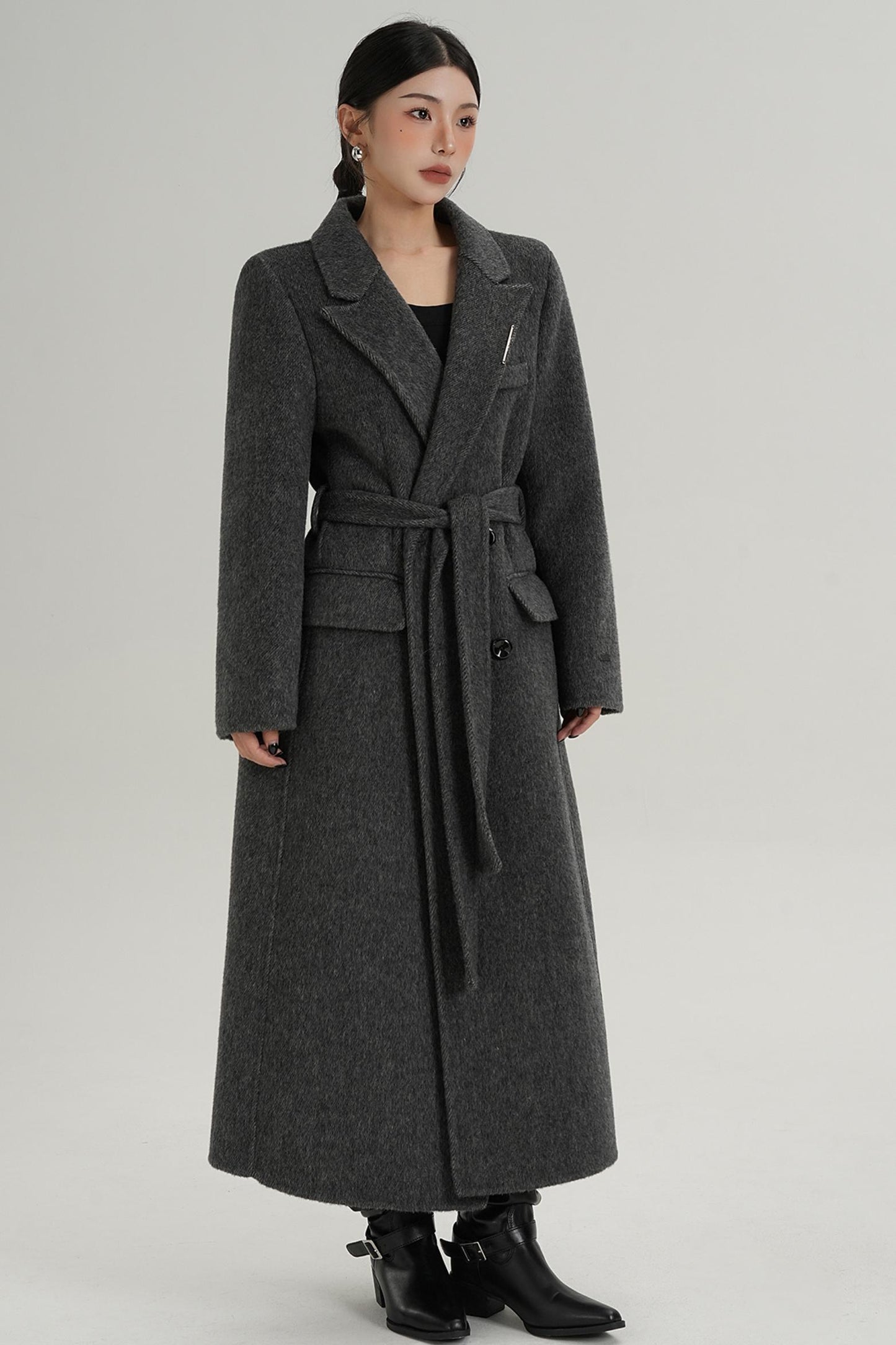 Wool Elegance Long Trench Coat