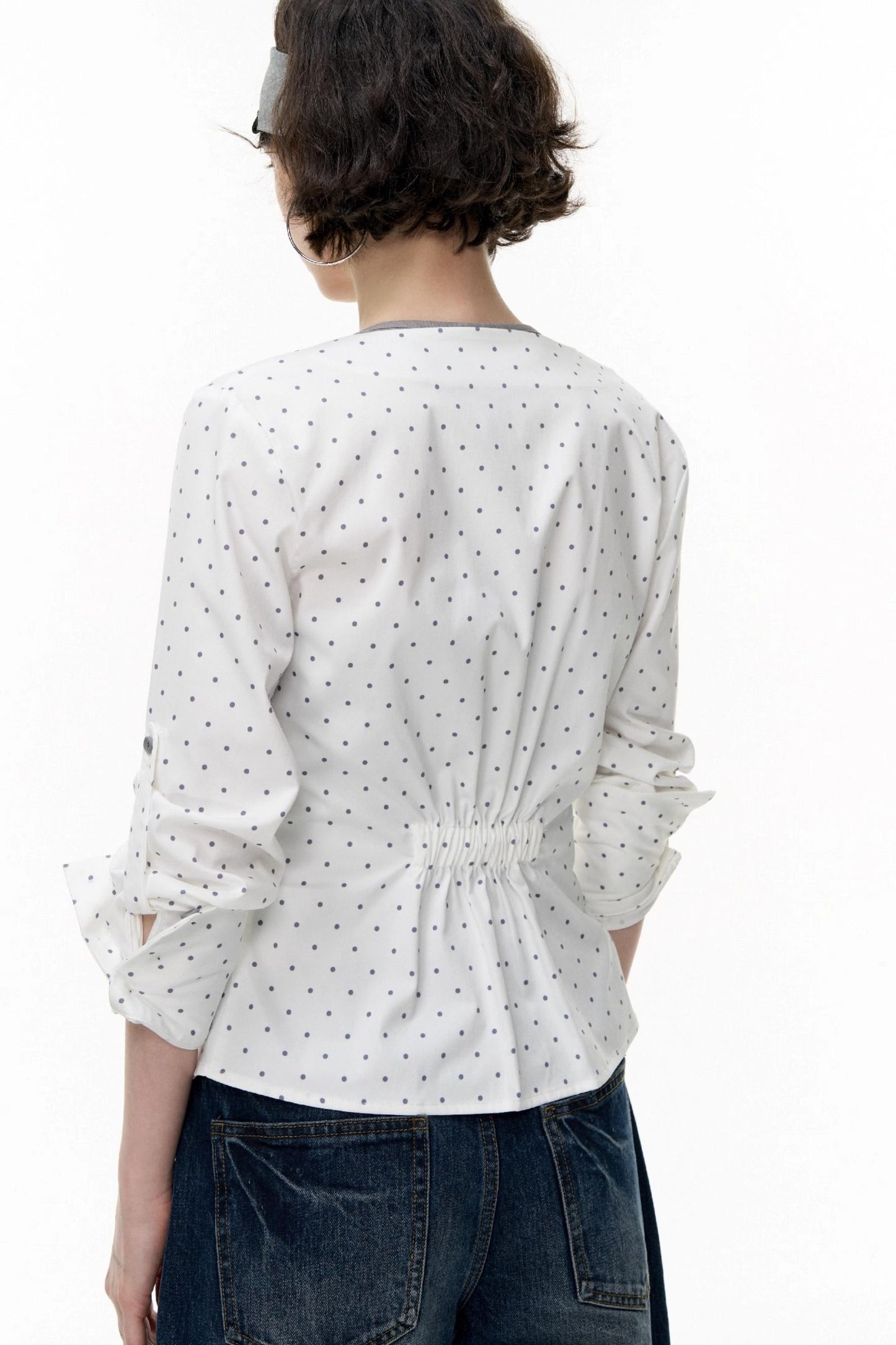 Slimming Retro Polka Dot Shirt