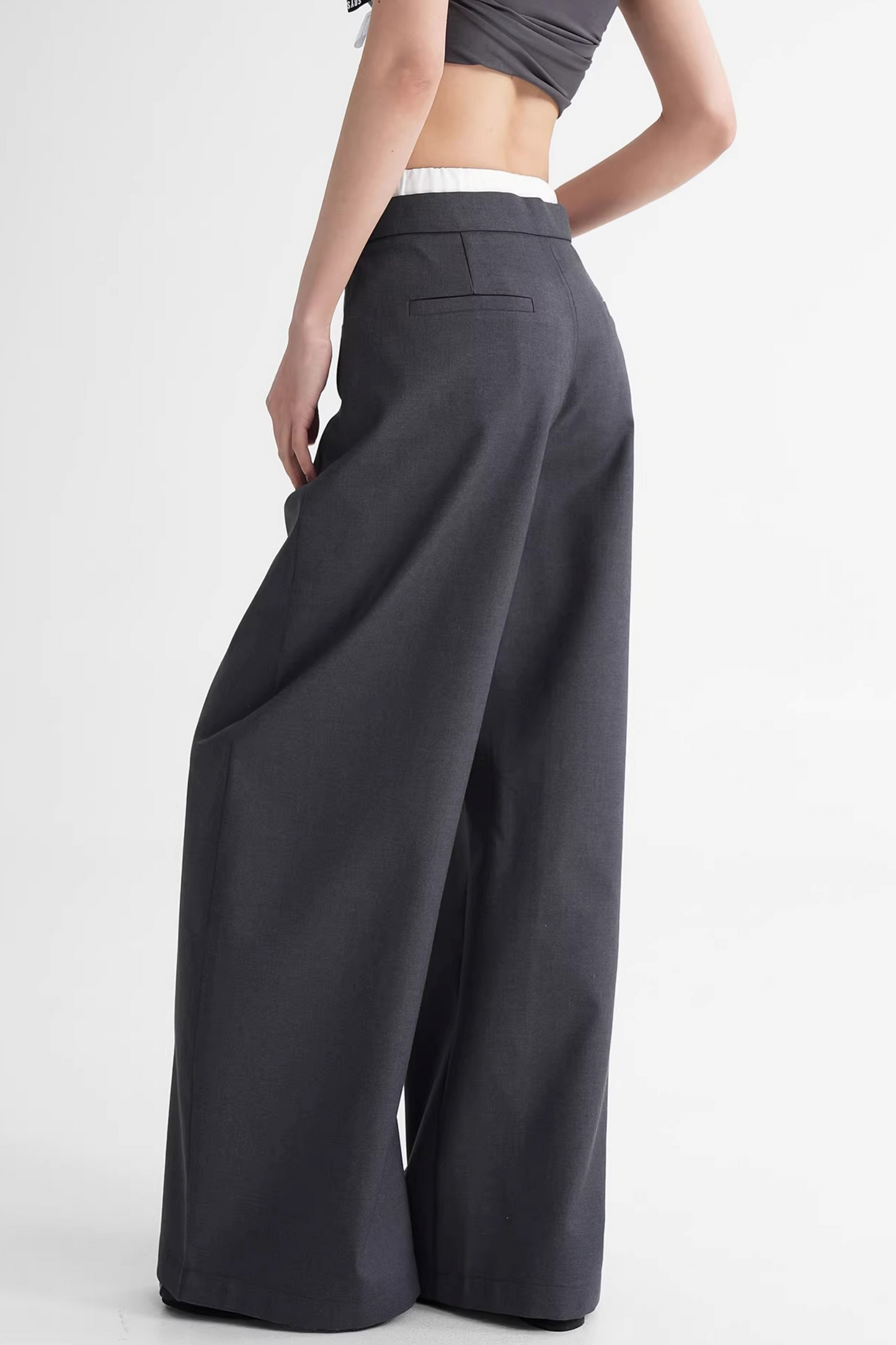 Elegant Color-Blocking Wide-Leg Pants