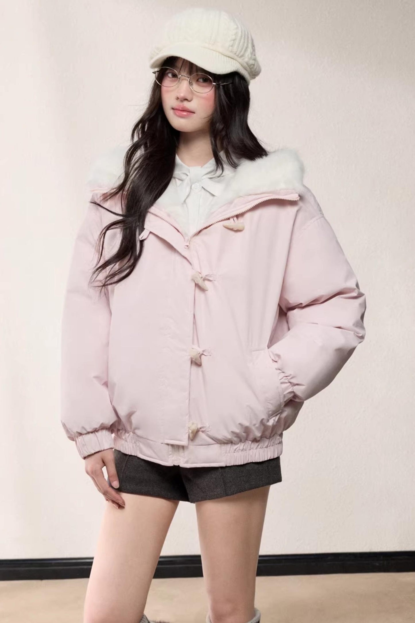 Fur Collar Hooded Cotton Coat