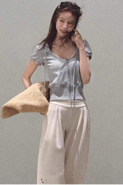 Color Block U-Neck Hooded Cardigan