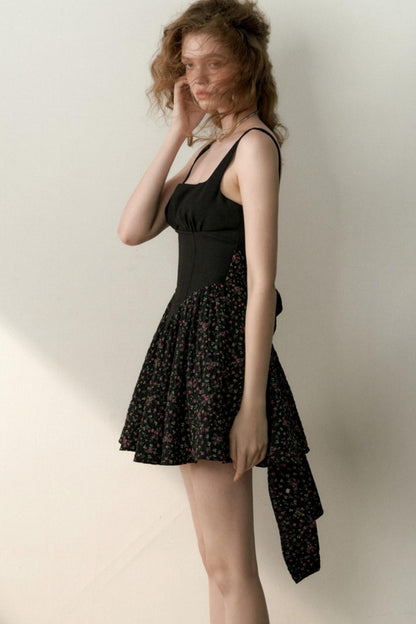 Floral Patchwork Bowtie Camisole Dress