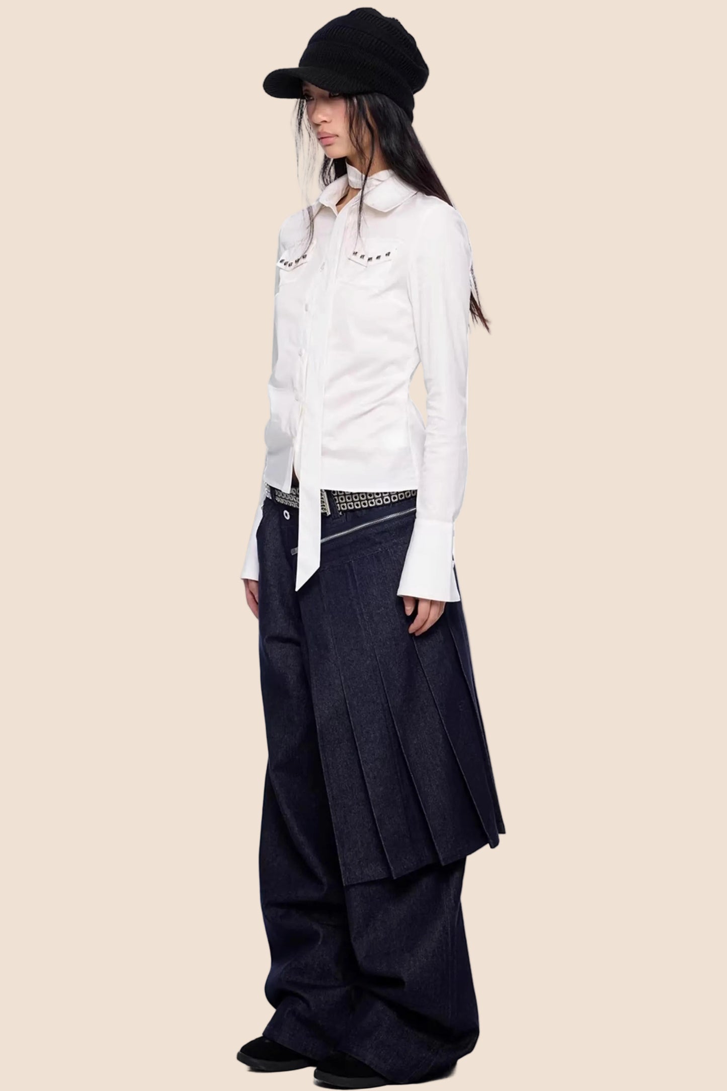 Plaid Retro Lace-Up Shirt