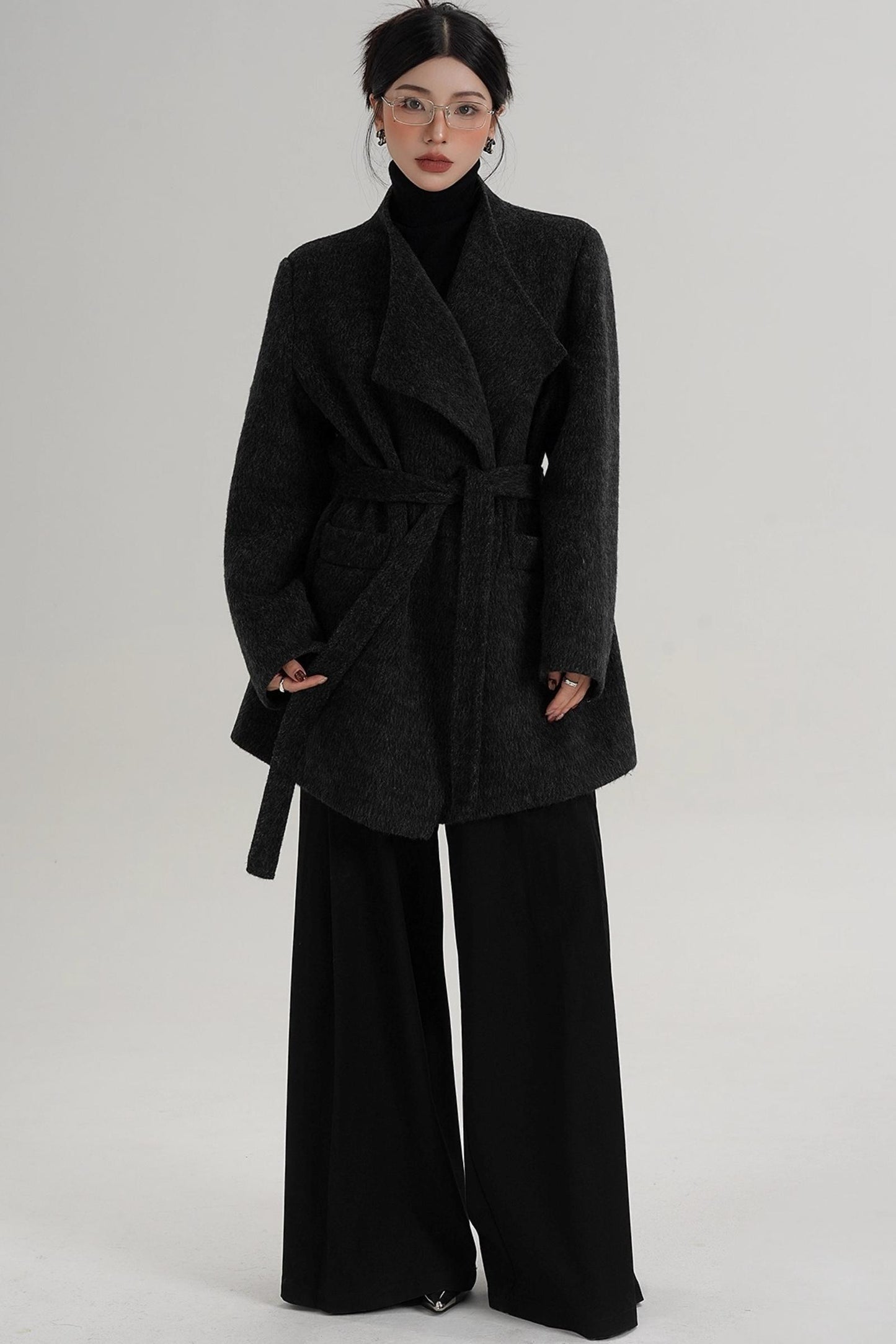 Charcoal Black Wool Coat
