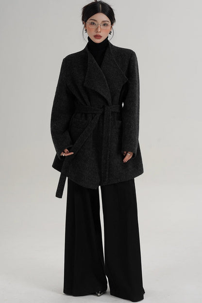 Charcoal Black Wool Coat
