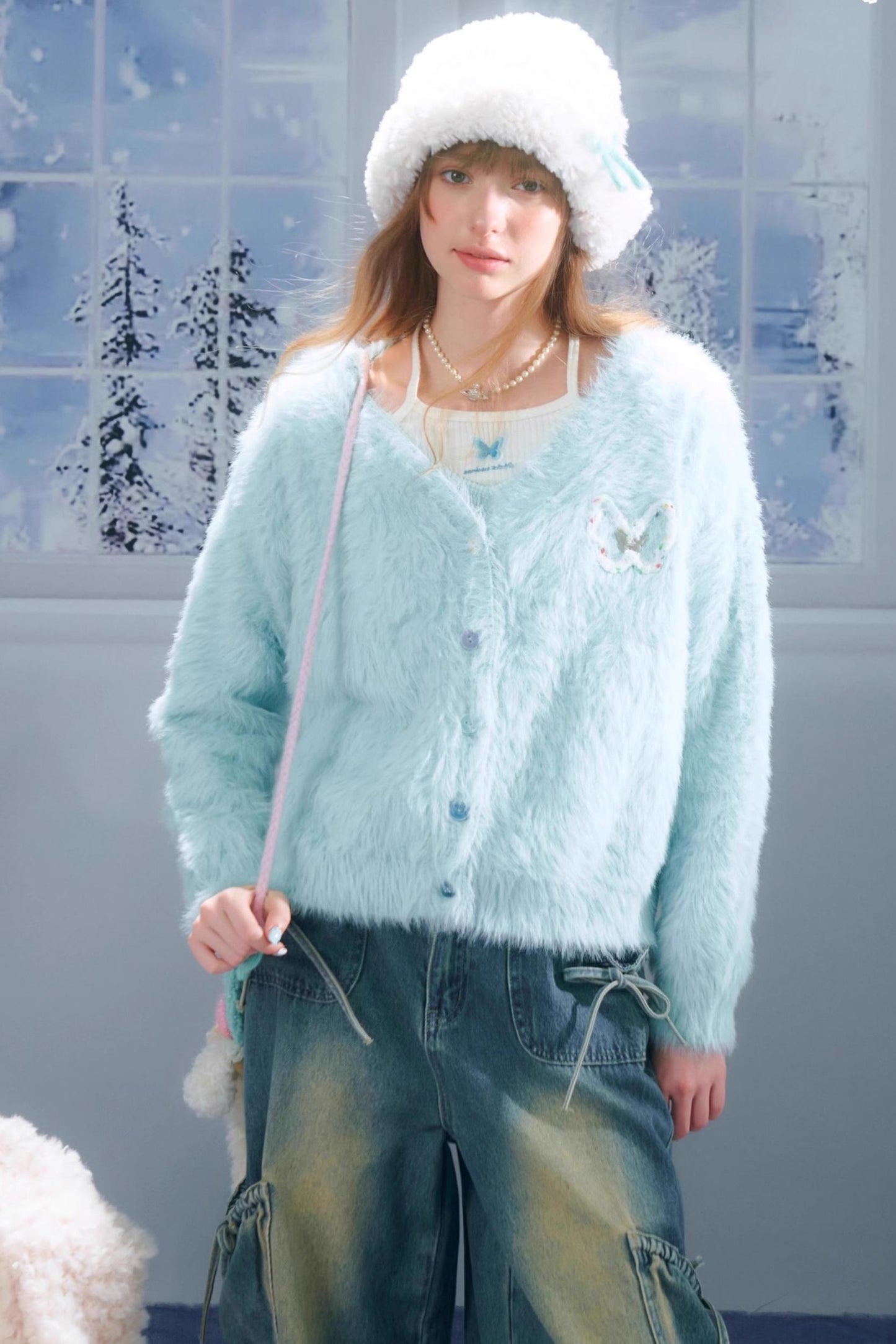 Lazy Butterfly Plush Cardigan