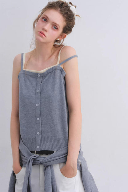 Gray Wool Cardigan Set