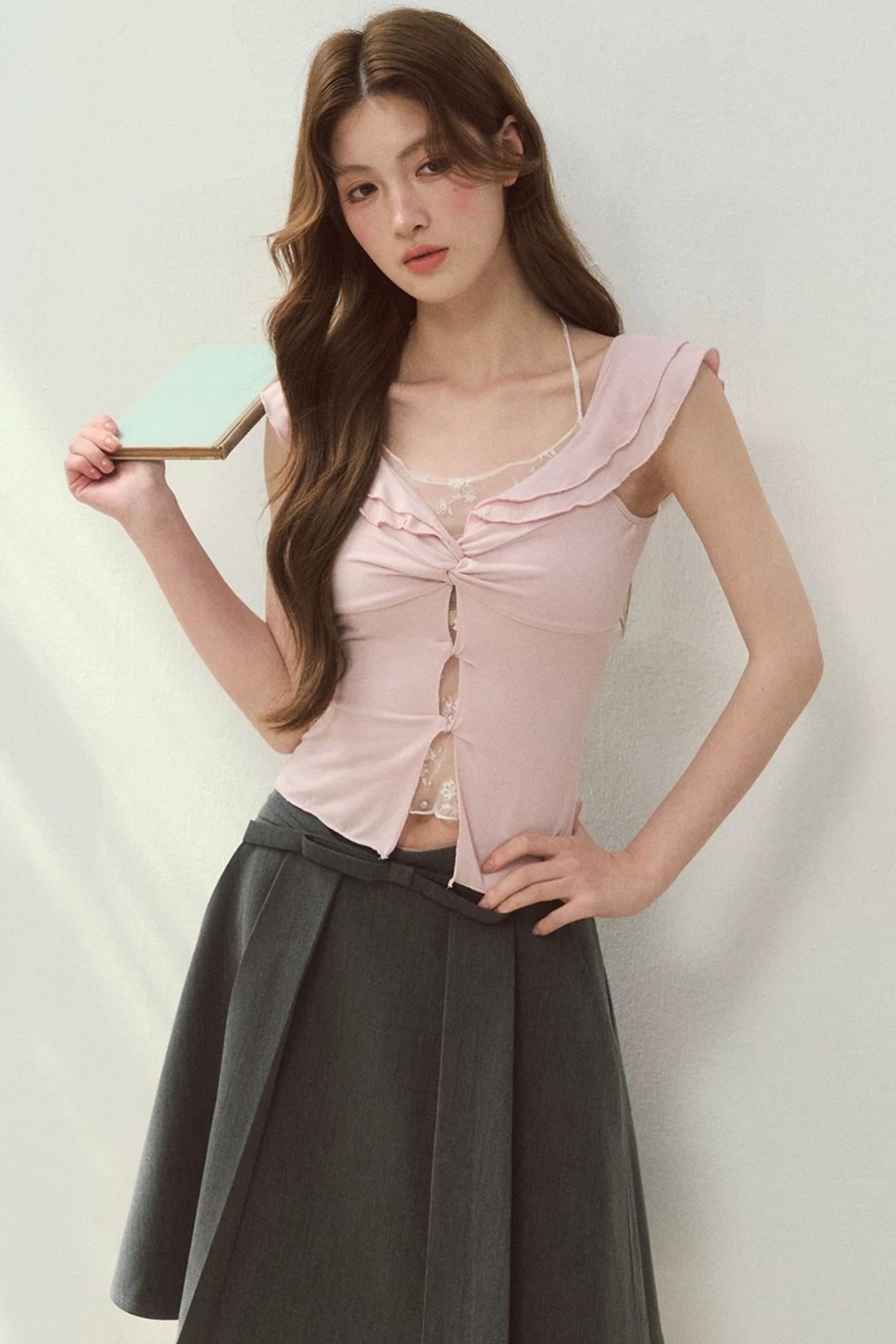 Two-Tone Ruffled Blouse
