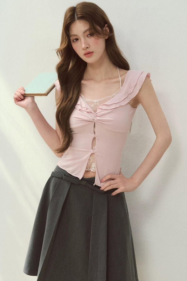 Two-Tone Ruffled Blouse